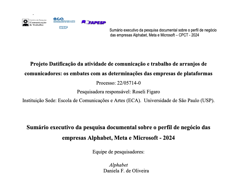 Sumário Executivo da pesquisa documental sobre Alphabet Meta Microsoft